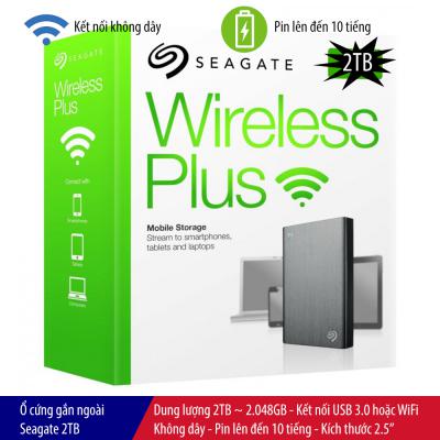 Ổ cứng gắn ngoài Seagate Wireless Plus 2TB, kết nối USB 3.0, kết nối WiFi, pin 10 giờ, kích thước 2.5″